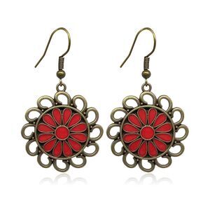 Bronze Tribal Earrings‎ Hoop Spiral Earrings